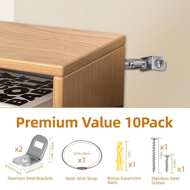 ChenYu Furniture Anchors(10set) for Baby proofing and Furniture Wall Anchor, Wall Anchors for Baby proofing cabinets, Anti tip Furniture Straps, Safety Essentials for Home - Image 3